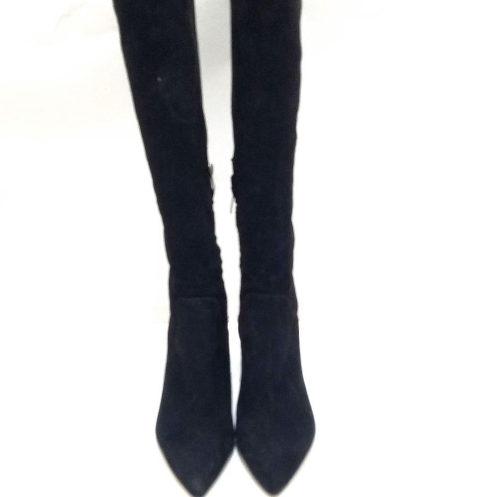 Sam Edelman Black Suede Knee-High Block Heel Boots - Picture 8 of 10